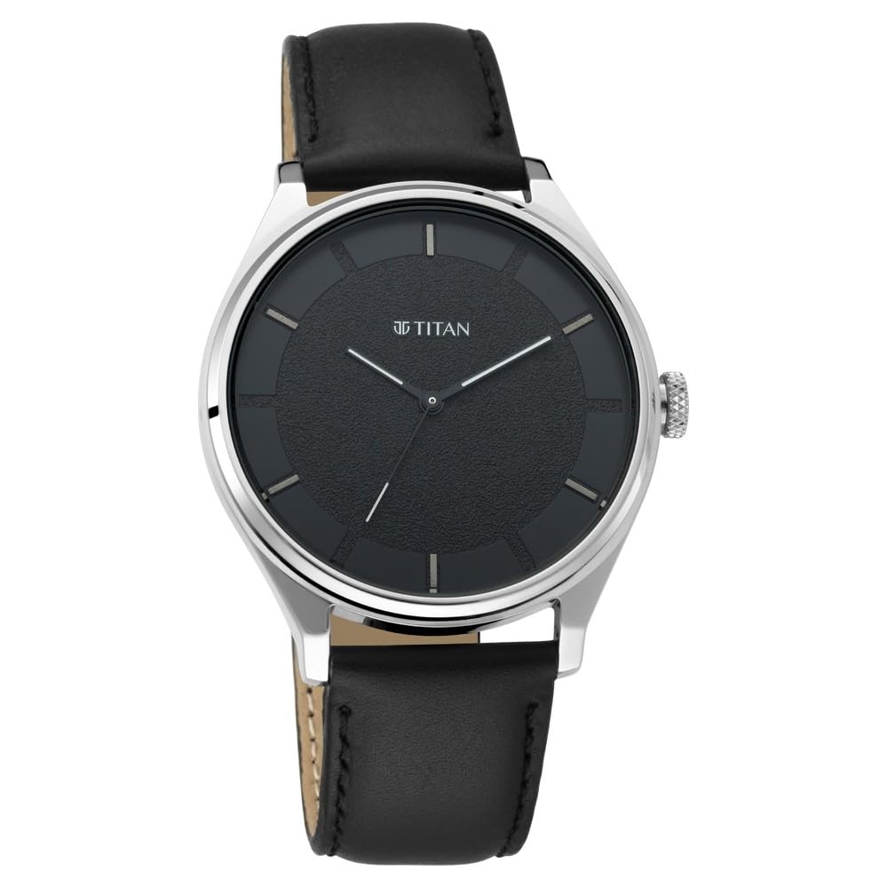 Titan Men's Classic Watch: Gradient Dial & Sleek Markings with Leather Strap-NS1802SL13