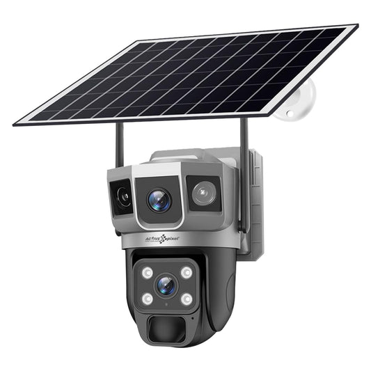 Active Pixel 4G Dual Camera 4mp+4mp Lens Solar Powered | 4G SIM | IP66 Waterproof | 2-Way Audio | Outdoor Surveillance for Agriculture,Construction Site,Farm,Garden etc (Solar Dual Camera)