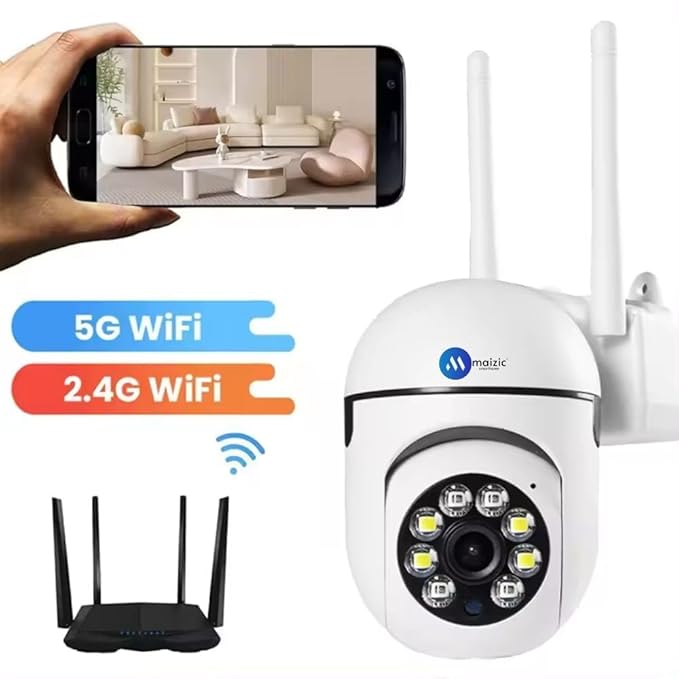 Maizic Smarthome Pack of 2 WiFi Mini PTZ Cameras 3MP | Dual Indoor/Outdoor Security Set, 360° Pan-Tilt Zoom, Color Night Vision, Two-Way Audio, AI Motion Alerts, Multi-User Live View