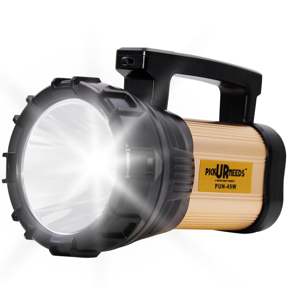 Pick Ur Needs Search LED Torch Light Long Range + Side Tube Emergency (Range 1 Km.) with Multi-Functional + Blinker Rechargeable Handheld Torch (Metal 100 Watt)1000 Lumen - Springkart 