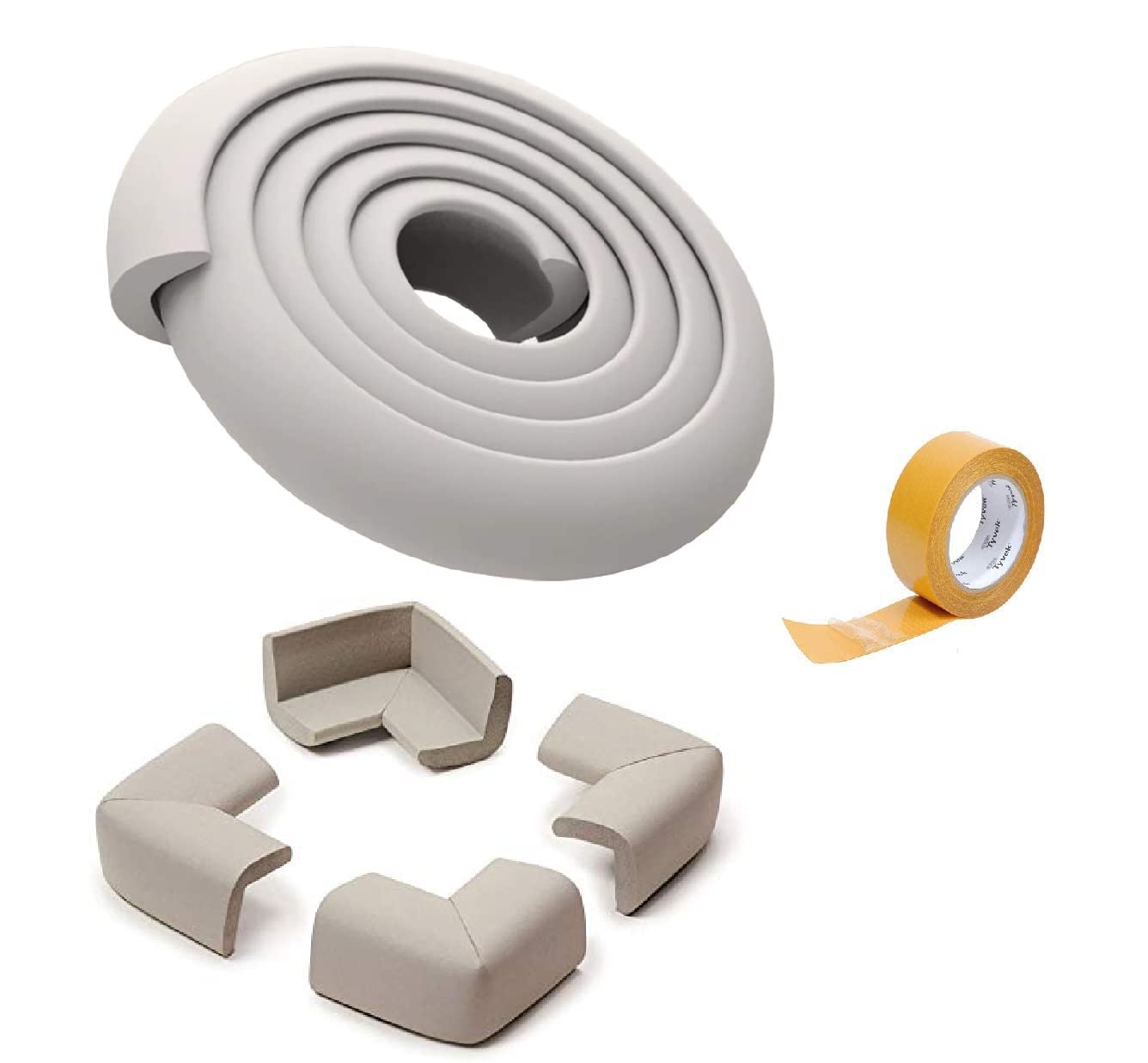SYGA Baby Safety Strip Furniture Edge Guard Cushion Corner Cover 2 Meter 6.5 feet Tape Infant Bump Protector (Grey) - Springkart 