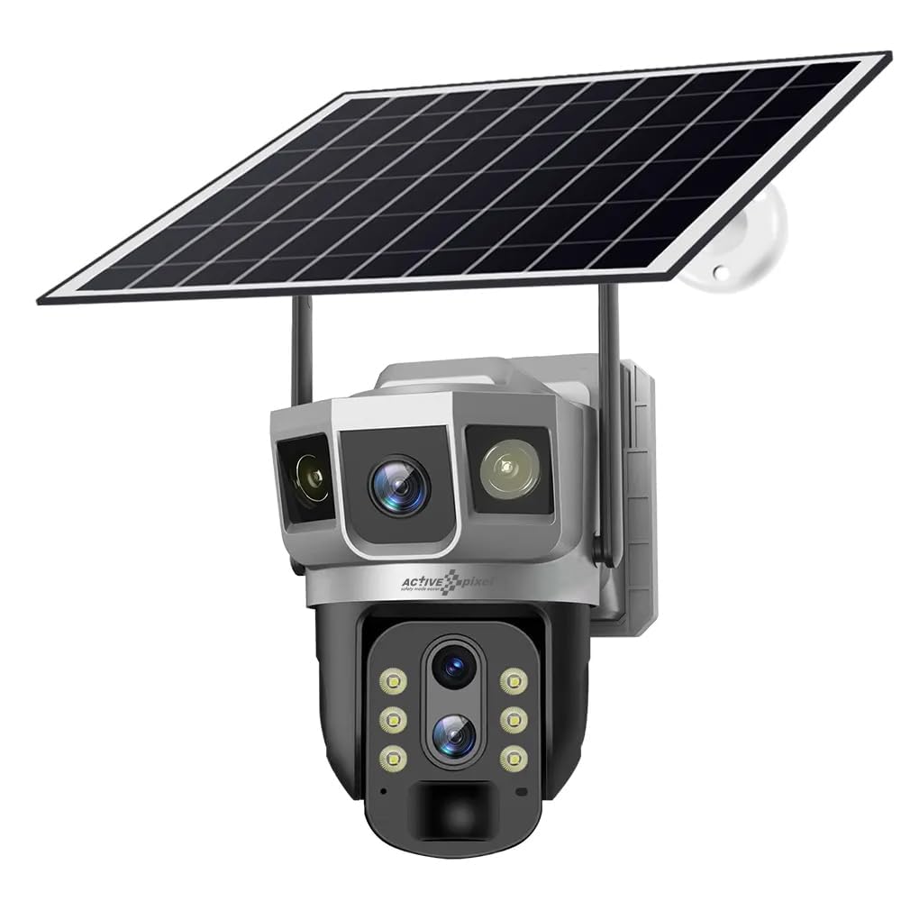 Active Pixel 4+4+4MP 10X Zoom Dual Camera Solar 4G IP PTZ Wireless CCTV Camera Surveillance Outdoor Waterproof Monitor PIR Motion Detect Night Vision