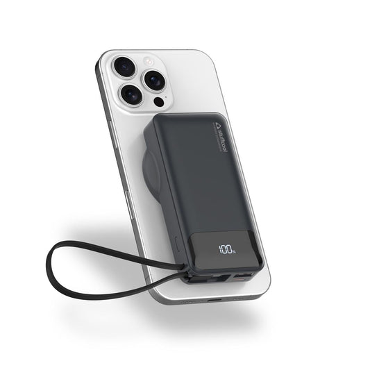 Stuffcool Nemo 10000mAh Compact Magnetic Wireless Charging Power Bank up to 15W for iPhone 20W Built-in Type-C Cable 22.5W USB-A Fast Charging Digital Display BIS CE RoHS Made in India