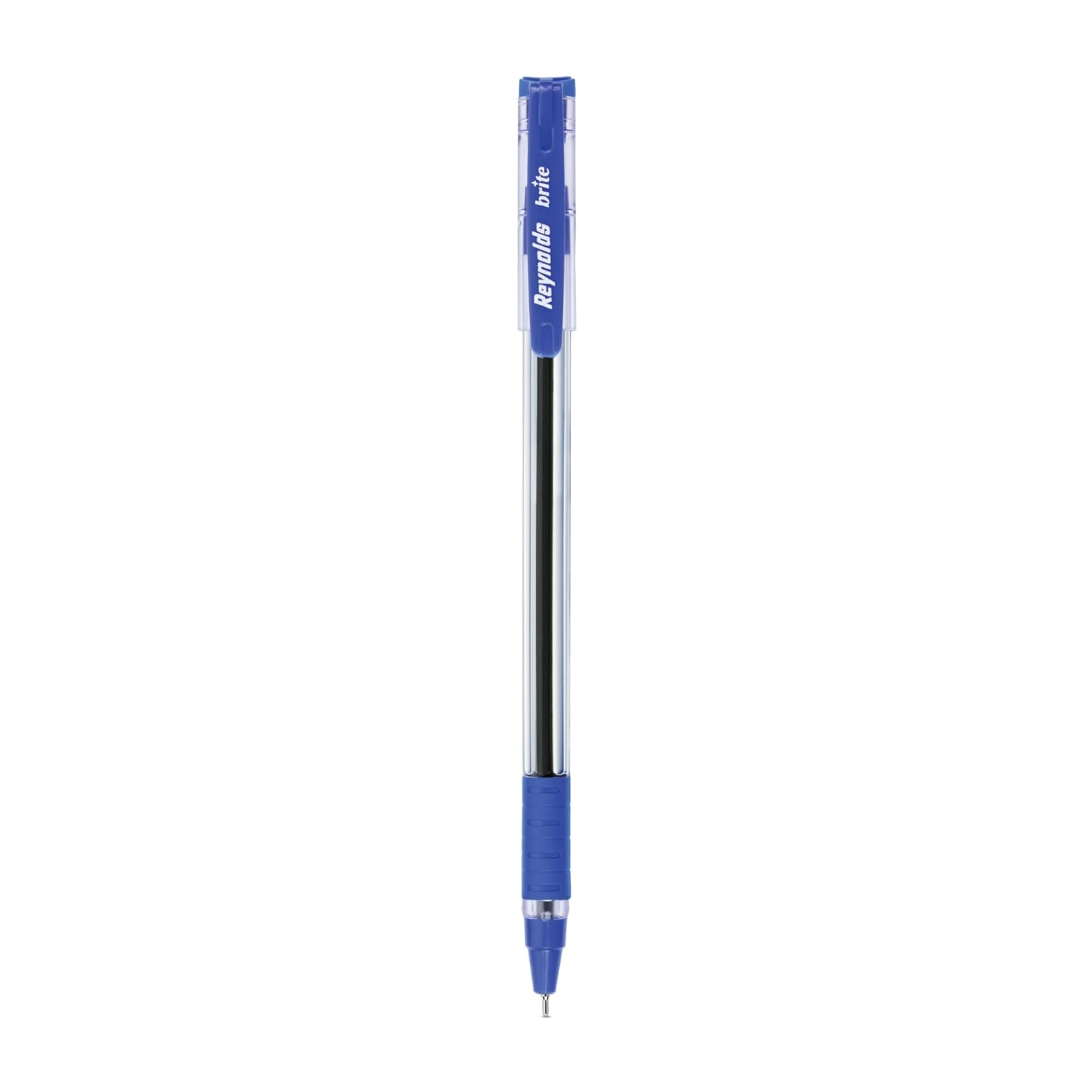 Reynolds BRITE Ball Pen SET - 25 BLUE PENS WITH COMFORTABLE GRIP | BALL PENS FOR WRITING | PEN FOR STUDENTS & OFFICE STATIONERY | 0.7 mm TIP SIZE - Springkart 