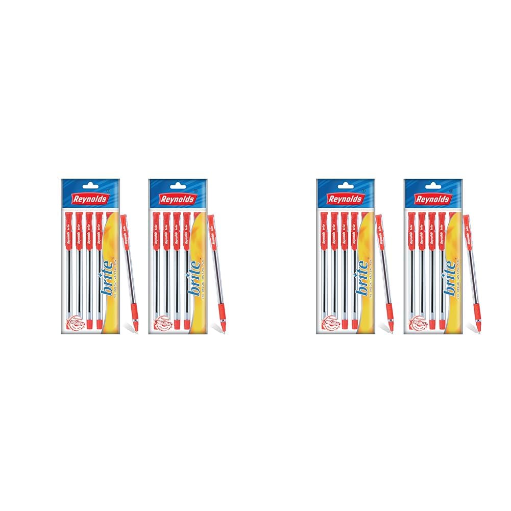 Reynolds BRITE Ball Pen SET - 25 BLUE PENS WITH COMFORTABLE GRIP | BALL PENS FOR WRITING | PEN FOR STUDENTS & OFFICE STATIONERY | 0.7 mm TIP SIZE - Springkart 