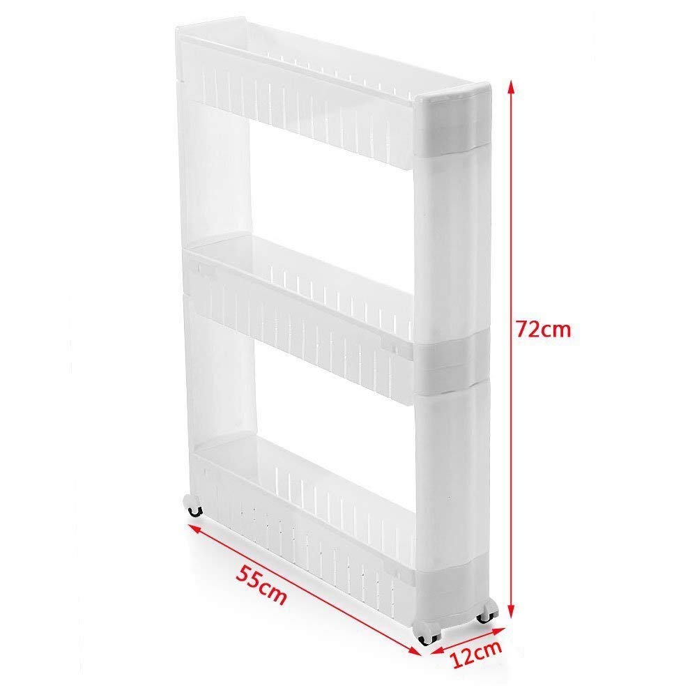 Multipurpose 3 Layer Slim Side Space Saving Storage Organizer Rack Shelf - Springkart 