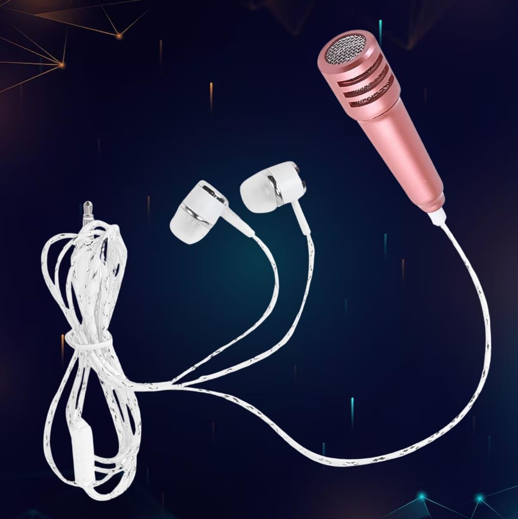 ROYAL ACCESSOORIES Mini Microphone with Earphone for Voice Recording, Microphone with Handsfree for Mobile, Computer, Headphone Handsfree Earphone USB Microphone - Springkart 