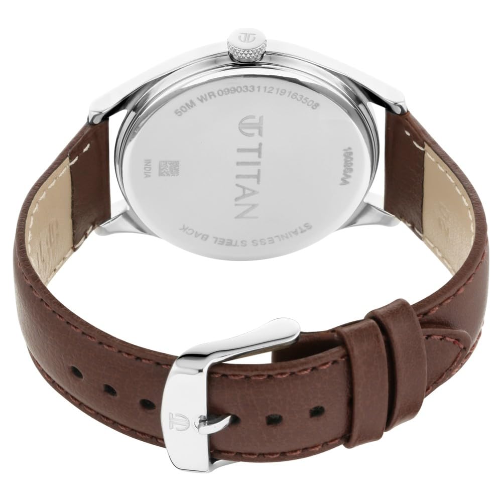Titan Men's Classic Watch: Gradient Dial & Sleek Markings with Leather Strap-NS1802SL13