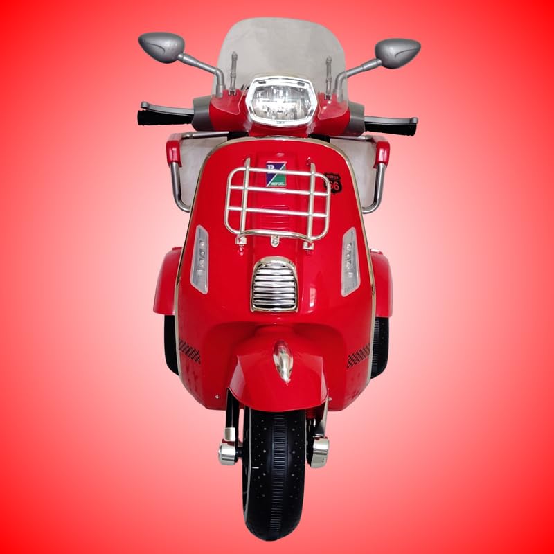 Vespa Scooter Double Seat for Kids 1 to 6 Years | with Remote Control, Big Size Vespa Scooter | Electric Rechargeable Ride-Ons, Red