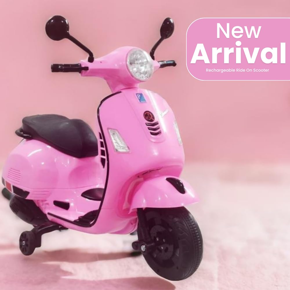 Vespa 12v Battery Operated Rechargeable Ride On Scooter for Girls and Boys || 1 to 6 Years Kids Scooty, Pink