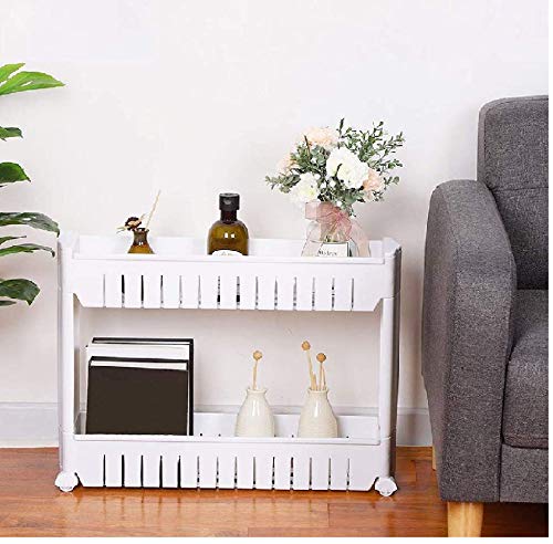 Multipurpose 2 Layer Slim Side Space Saving Storage Organizer Rack Shelf - Springkart 