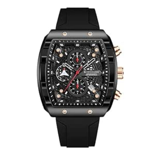 Giordano Square Dial Multifuncational Watch for Men with Stylish Design, Waterproof, Date Display & Silicone Strap