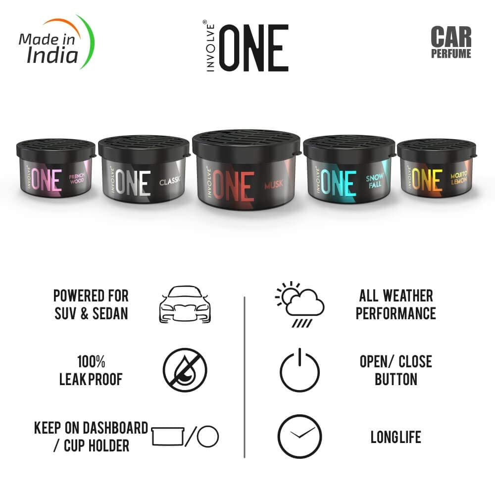 Involve Your Senses One Musk Organic Car Perfume, Involve Your Senses Strong Fiber Air Freshener to Freshen'up Your Car - IONE01-40 g,Car Accessories interior car perfumes and fresheners