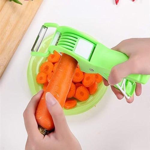 XML 2 in 1 Vegetable and Fruit Multi Cutter, Peeler, Slicer Easy Slicing Sharp Stainless Steel 5 Blade Multifunctional Kitchen Tool (Pack of 1) - Springkart 