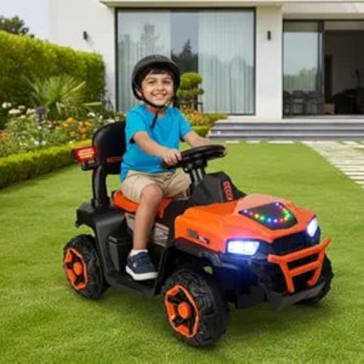 Toyzone Impex Pvt Ltd Super Speedo Electric Ride On Jeep Without Remote-Orange|Rechargeable Car 6V & 6.5Ah Battery|Music Player with Bluetoooth & USB |6 Month Battery Warranty,Kids 2+ Years