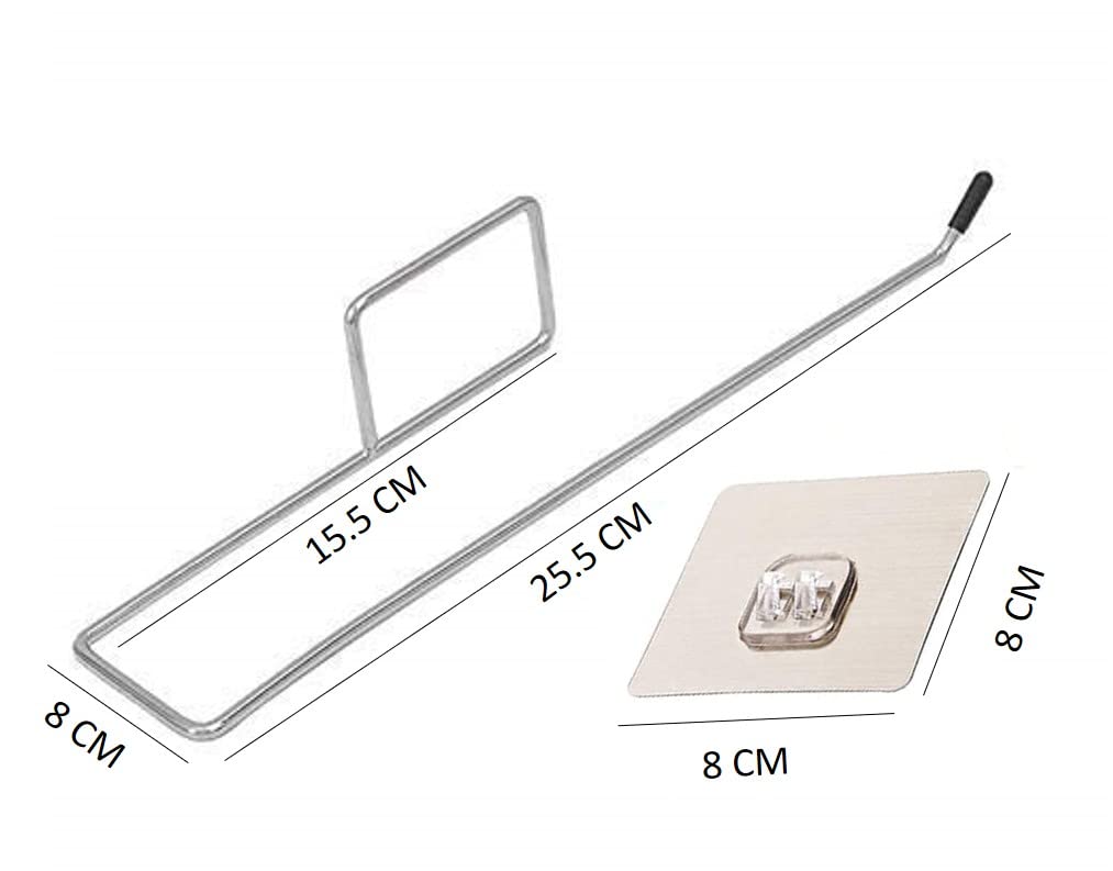 Stainless Steel Drill Free Self-Adhesive Paper Roll Holder Tissue Paper Stand Towel Bar Hanger Kitchen Towel Holder for Kitchen Bathroom Toilet (Pack of 1) - Springkart 