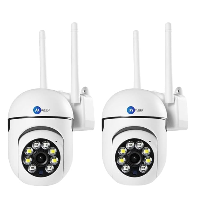 Maizic Smarthome Pack of 2 WiFi Mini PTZ Cameras 3MP | Dual Indoor/Outdoor Security Set, 360° Pan-Tilt Zoom, Color Night Vision, Two-Way Audio, AI Motion Alerts, Multi-User Live View