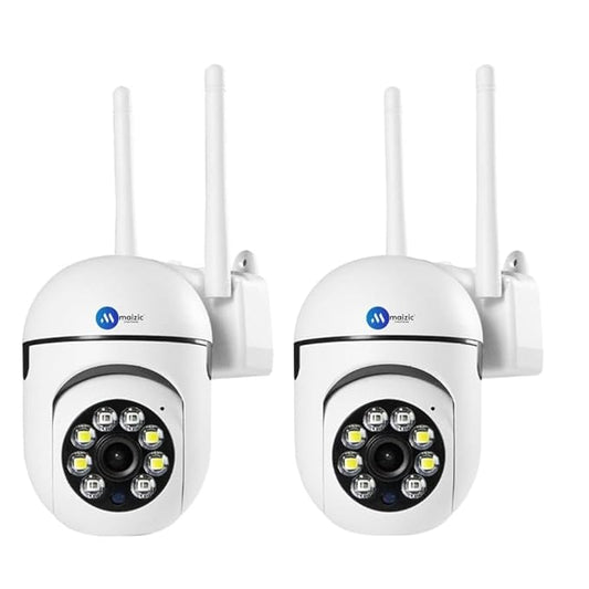 Maizic Smarthome Pack of 2 WiFi Mini PTZ Cameras 3MP | Dual Indoor/Outdoor Security Set, 360° Pan-Tilt Zoom, Color Night Vision, Two-Way Audio, AI Motion Alerts, Multi-User Live View