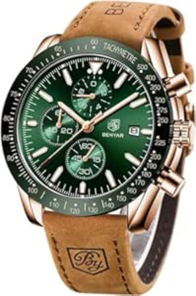 BENYAR Men's Luxury Chronograph Watch – Business, Casual | Quartz Movement with Date Display | Stylish Wristwatch | Gift for Men