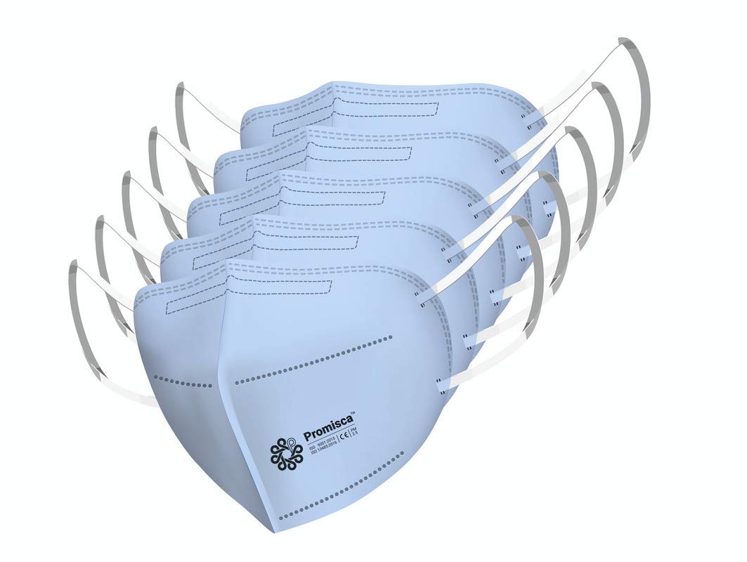 Promisca Unisex N95 (Pack of 5) Ear Loop Style Protective Face Mask 5 layered filtration with genuine Melt Blown and Hot Air Cotton Layers (Regular)