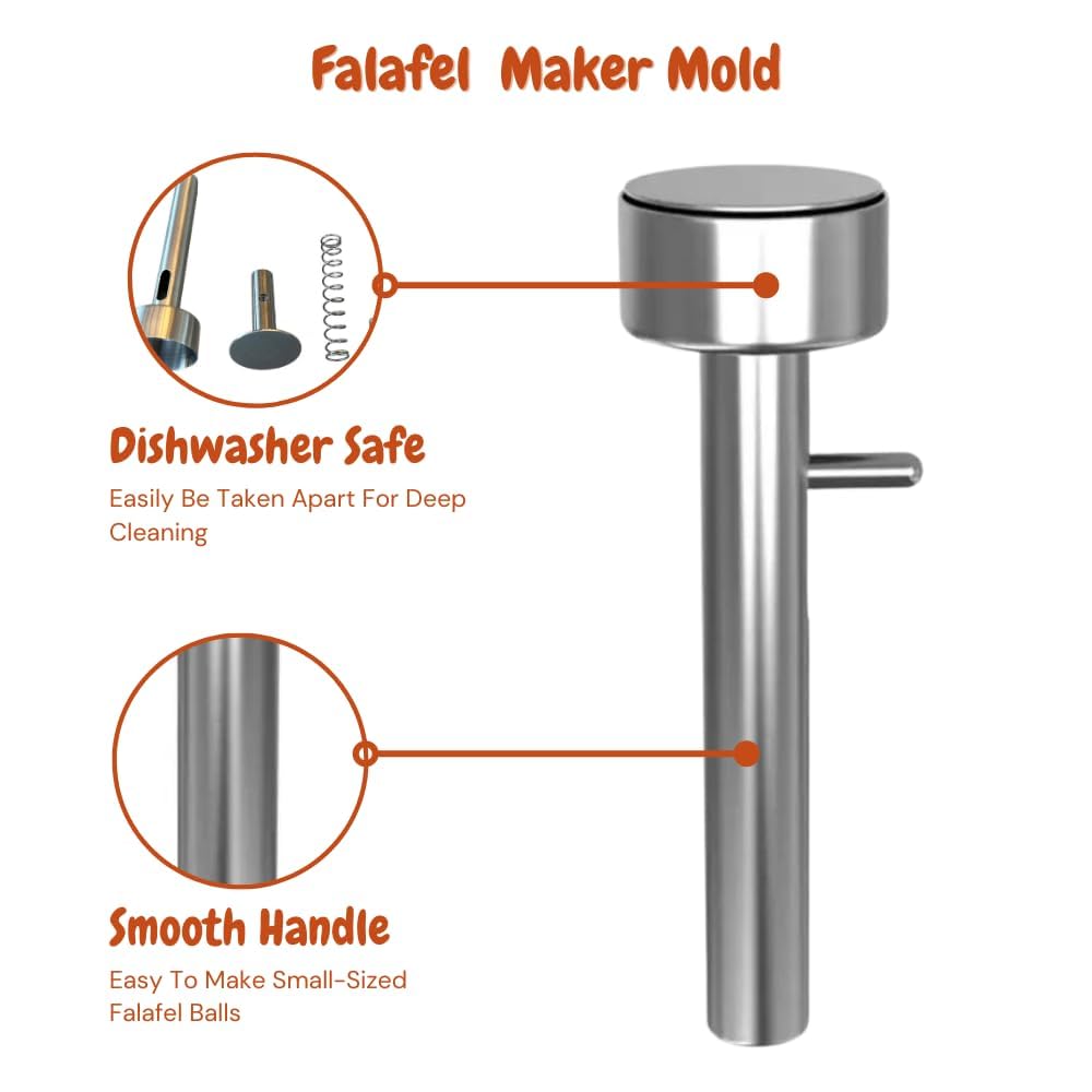Falafel Maker Press Scoop Stainless Steel Premium Quality Professional Middle Eastern Kitchen Tool Meatball Mold 1.6 Inch (4.1 cm) Diameter
