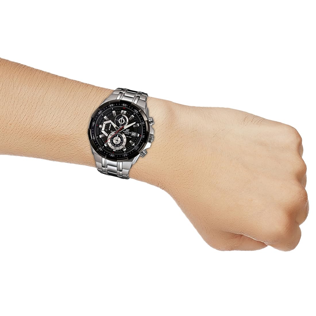 Casio Edifice EFR-539D-1AVUDF Analog Black Dial Men Watch Silver Metal Strap (EX191)