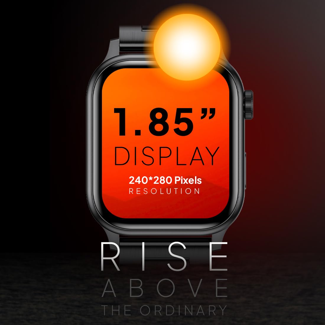 Fire-Boltt Rise Smart Watch 1.85″ with Bluetooth Calling, AI Voice Assistant, Rotating Crown, SpO2 & Heart Rate Monitor, 123 Sports Modes, IP67 Waterproof Metal Smartwatch for Men & Women - Black