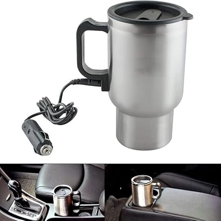Guance Stainless Steel Electric Smart Mug 12V CAR Electric Kettle Heated Mug CAR Coffee Cup with Charger Heating Cup Kettle Vacuum Insulated Water Heater Mug for Maruti Suzuki Celerio BS6 (Pack of 1)
