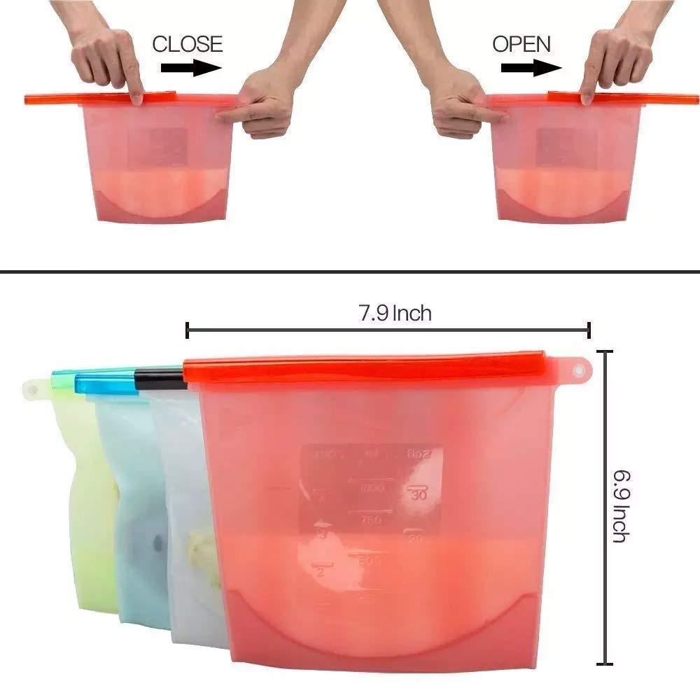 Silicone storage bag with visible airtight seal