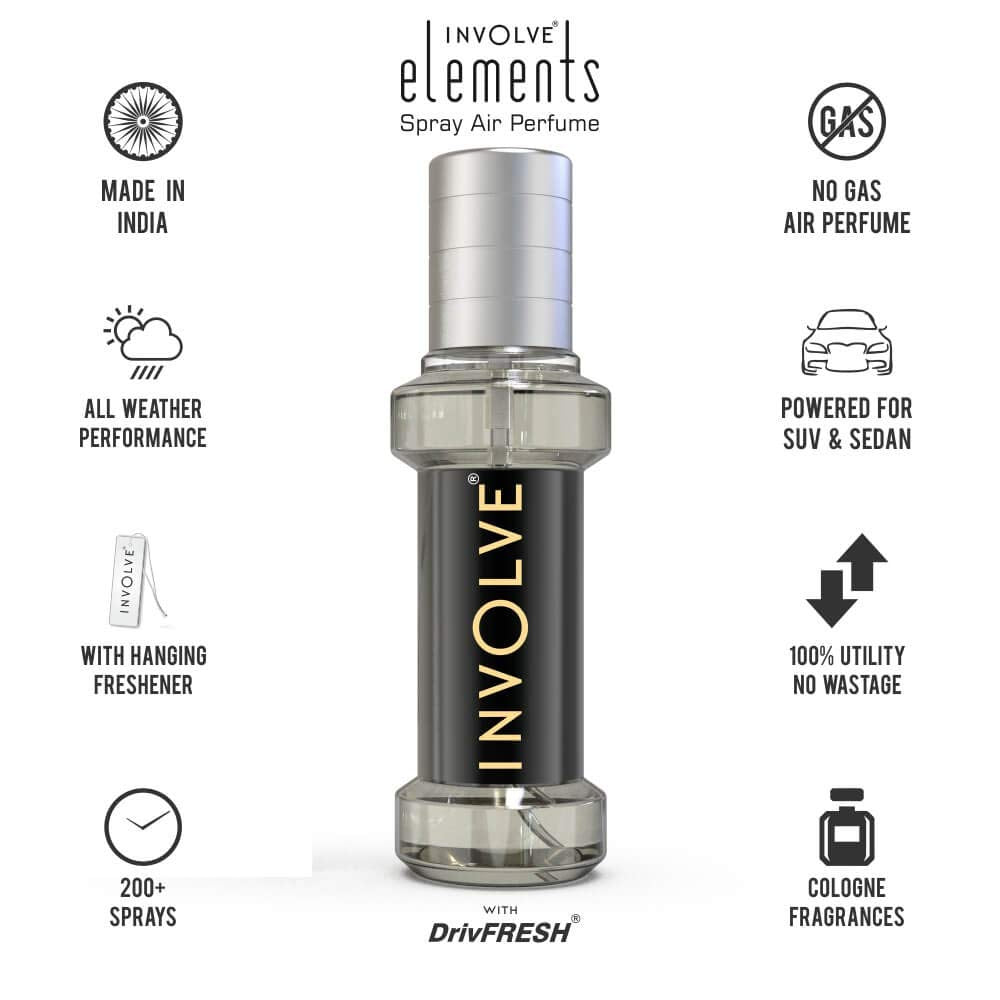 INVOLVE Elements Aqua Spray Air Perfume | Fine Fragrance Car Scent Air Freshener - IELE01-30ml | Car fresheners | Car accessories interior | Long lasting fragrance | Car perfume