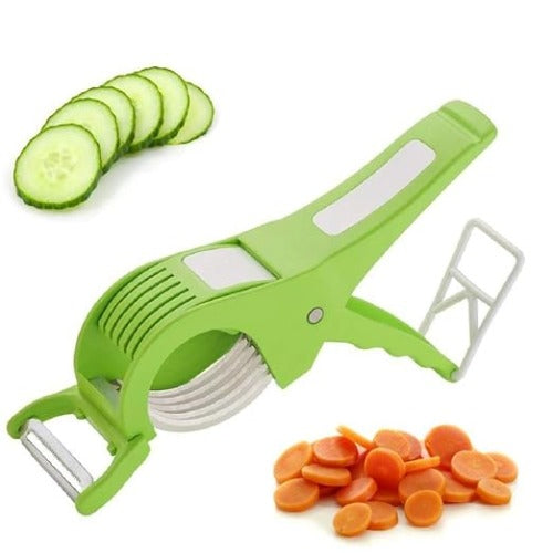 XML 2 in 1 Vegetable and Fruit Multi Cutter, Peeler, Slicer Easy Slicing Sharp Stainless Steel 5 Blade Multifunctional Kitchen Tool (Pack of 1) - Springkart 
