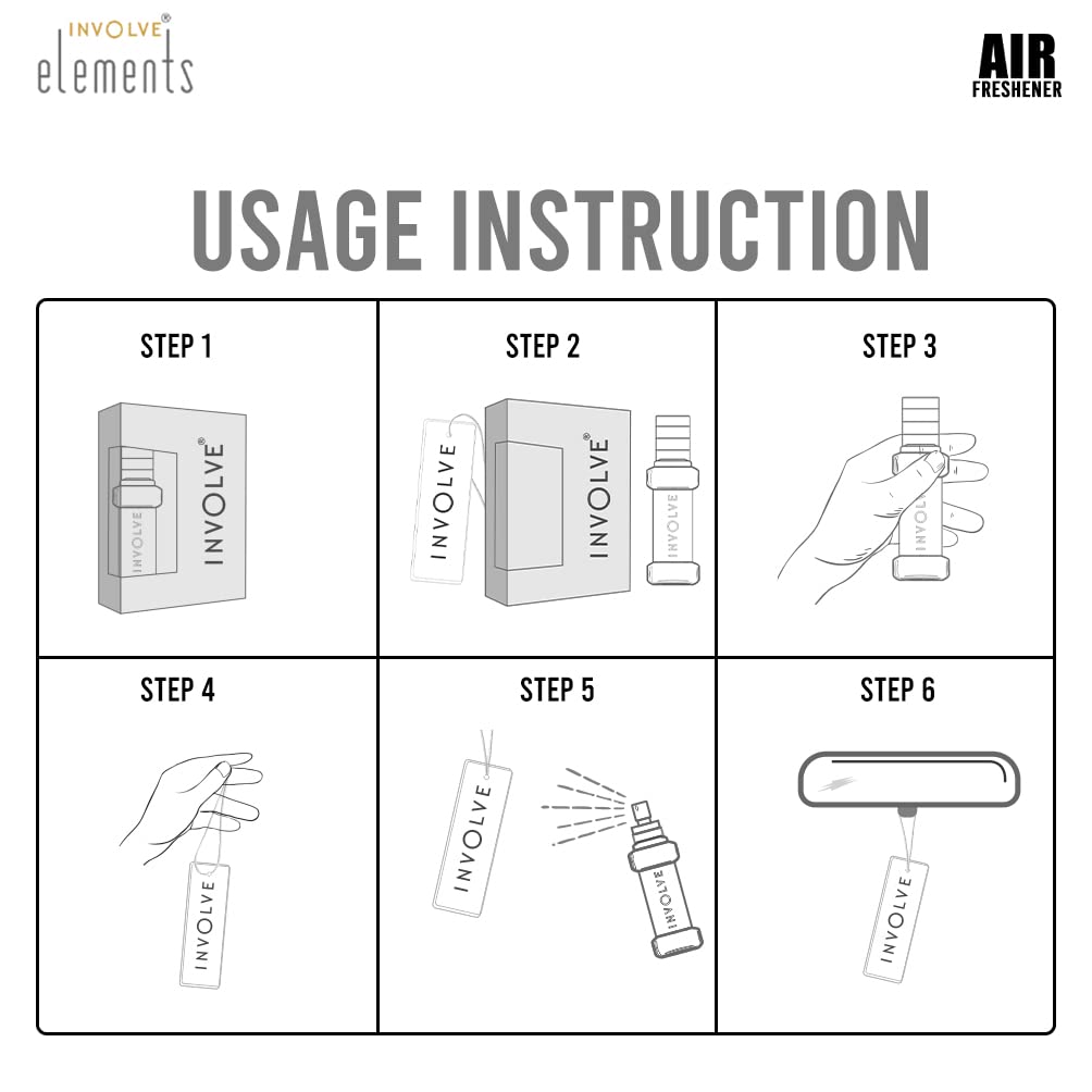 INVOLVE Elements Aqua Spray Air Perfume | Fine Fragrance Car Scent Air Freshener - IELE01-30ml | Car fresheners | Car accessories interior | Long lasting fragrance | Car perfume