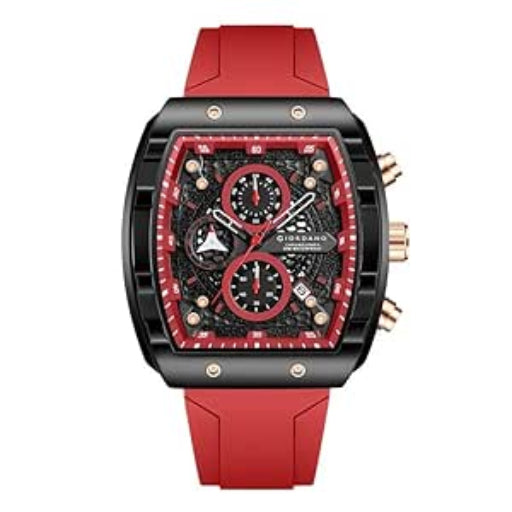Giordano Square Dial Multifuncational Watch for Men with Stylish Design, Waterproof, Date Display & Silicone Strap