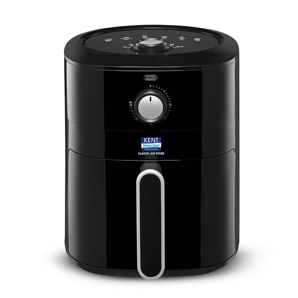 KENT Digi Plus Air Fryer | 4L Capacity & 1300W | Fry, Grill, Roast & Bake | Digital Display & Touch Control Panel | Rapid Heating | 80% Less Oil Usage | High Temperature & Uniform Heating | Black