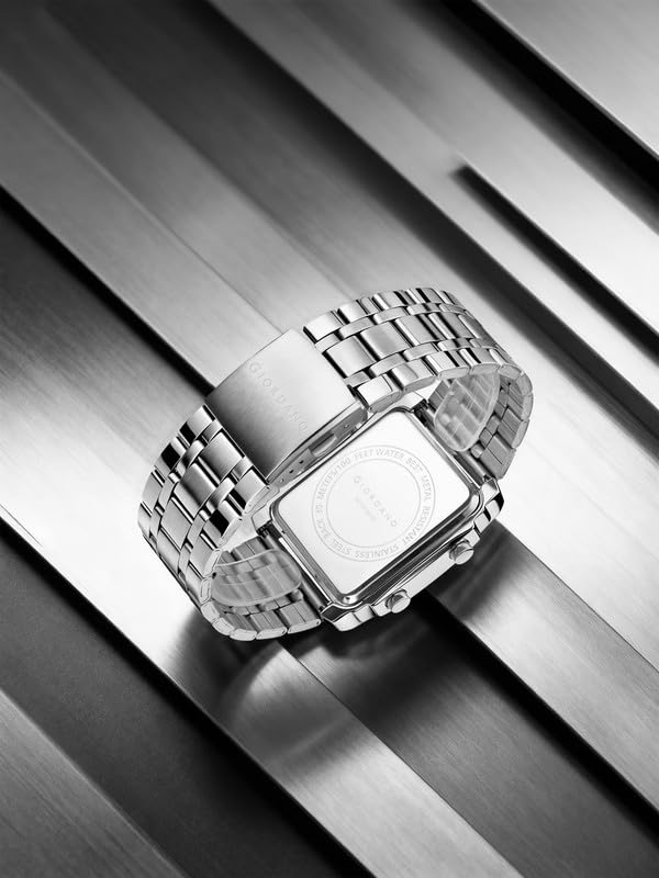 Giordano Analog-Digital Quartz Watch for Men with LED Light, 3-Time Display, Date Function, 30M Water Resistance & Stainless Steel Strap
