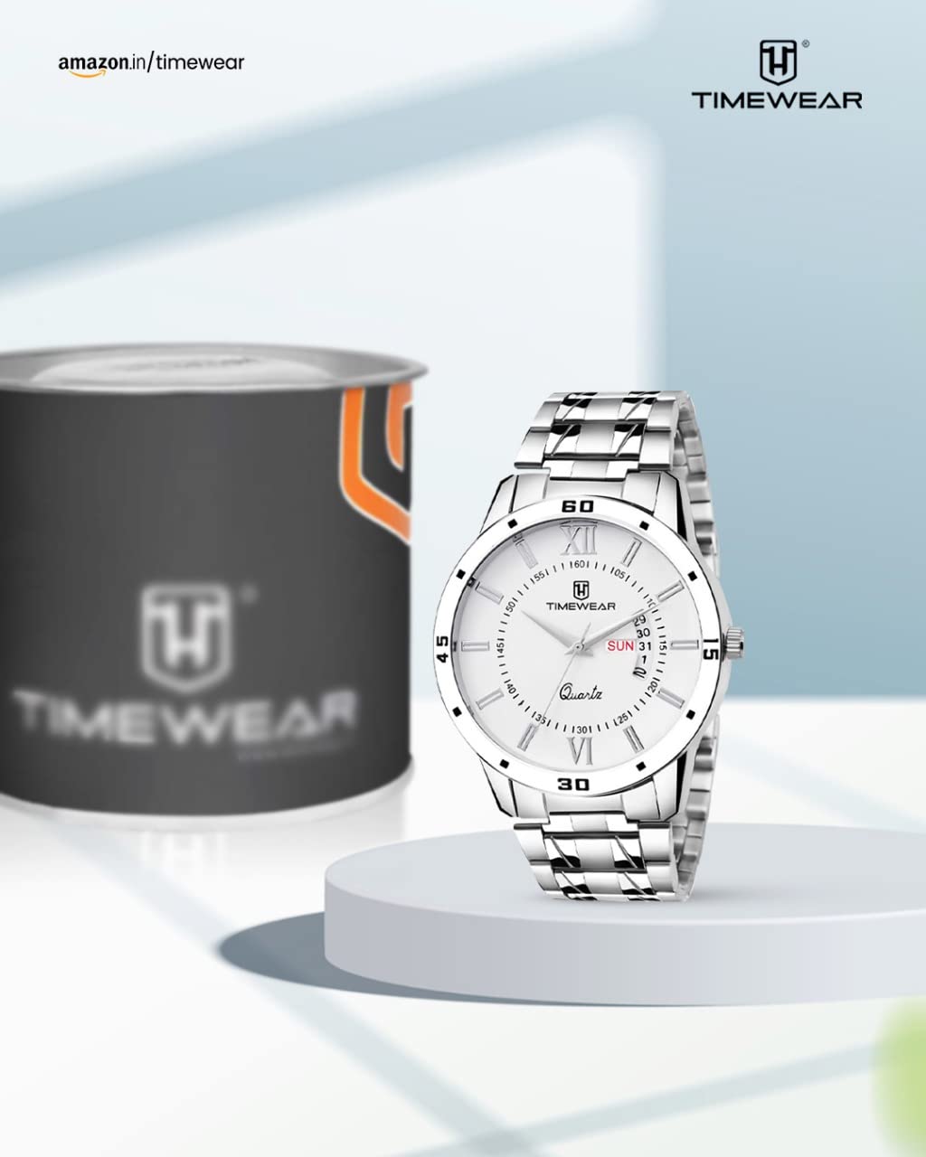 Timeware Watch TIMEWEAR Analog Day Date Functioning Stainless Steel Chain Watch for M ...
