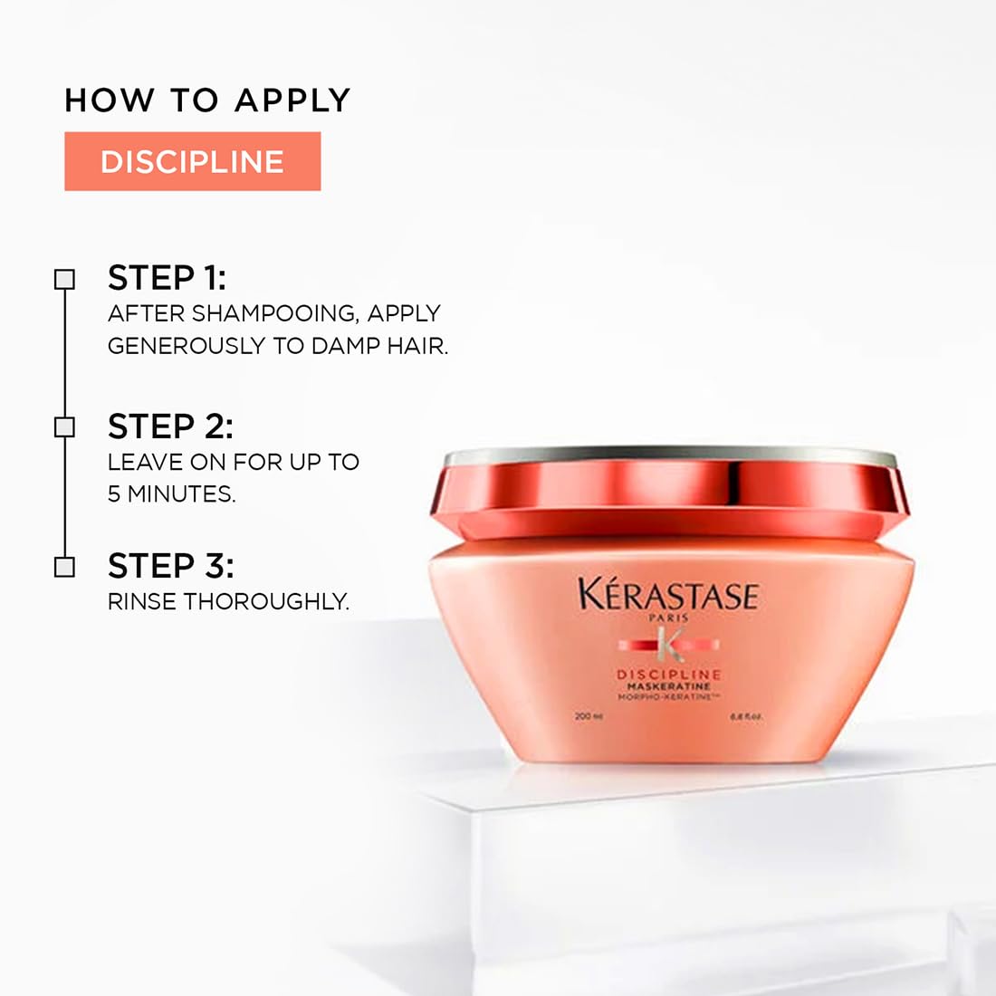 Kérastase Discipline Maskeratine Hair Mask for Frizzy Hair 200ml | Anti-Frizz Hair Mask | Nourishing Formula with Up to 72 Hr Frizz Control | Infused with Morpho-Kératine, Softening Agents & Lipids