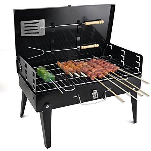 Stainless Steel Briefcase Style Barbecue Grill Toaster (Medium, Black) - Springkart 