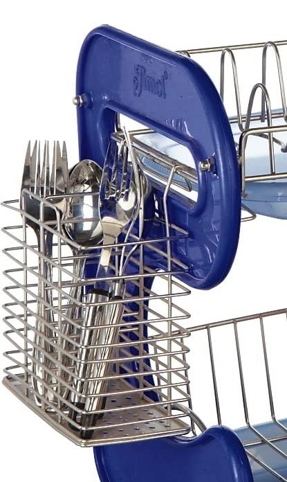 STAINLESS STEEL DRAIN BOWL STORAGE RACK HOLDER PLATE DISH CUTLERY CUP RACK WITH TRAY KITCHEN SHELF STAND - Springkart 