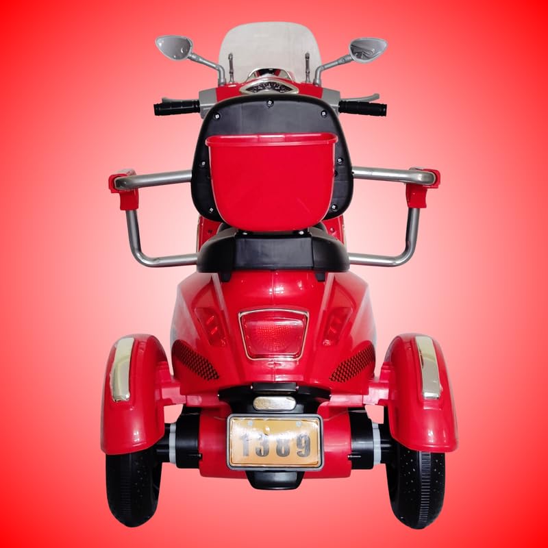 Vespa Scooter Double Seat for Kids 1 to 6 Years | with Remote Control, Big Size Vespa Scooter | Electric Rechargeable Ride-Ons, Red