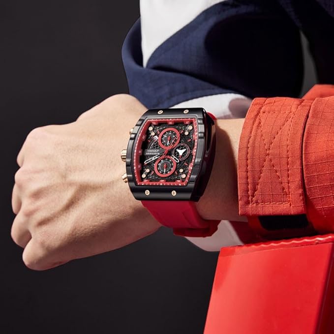 Giordano Square Dial Multifuncational Watch for Men with Stylish Design, Waterproof, Date Display & Silicone Strap