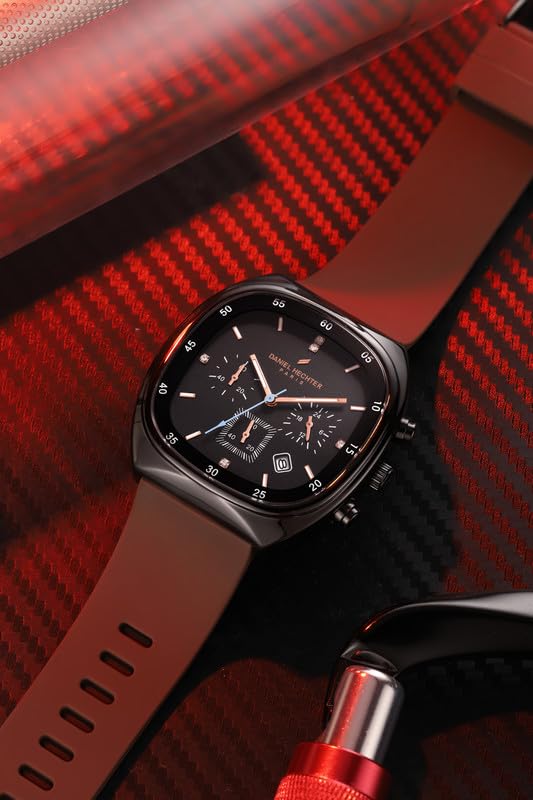 Daniel Hechter Paris Bercy Collection Modern Multi Functional Watch for Men with Square Dial and Silicon Band-DHM1001