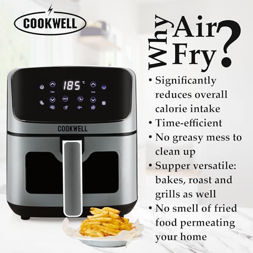 Cookwell Air Fryer - 5L With See Through Window - 1400W (Grey & Black) : Amazon.in: Home & Kitchen