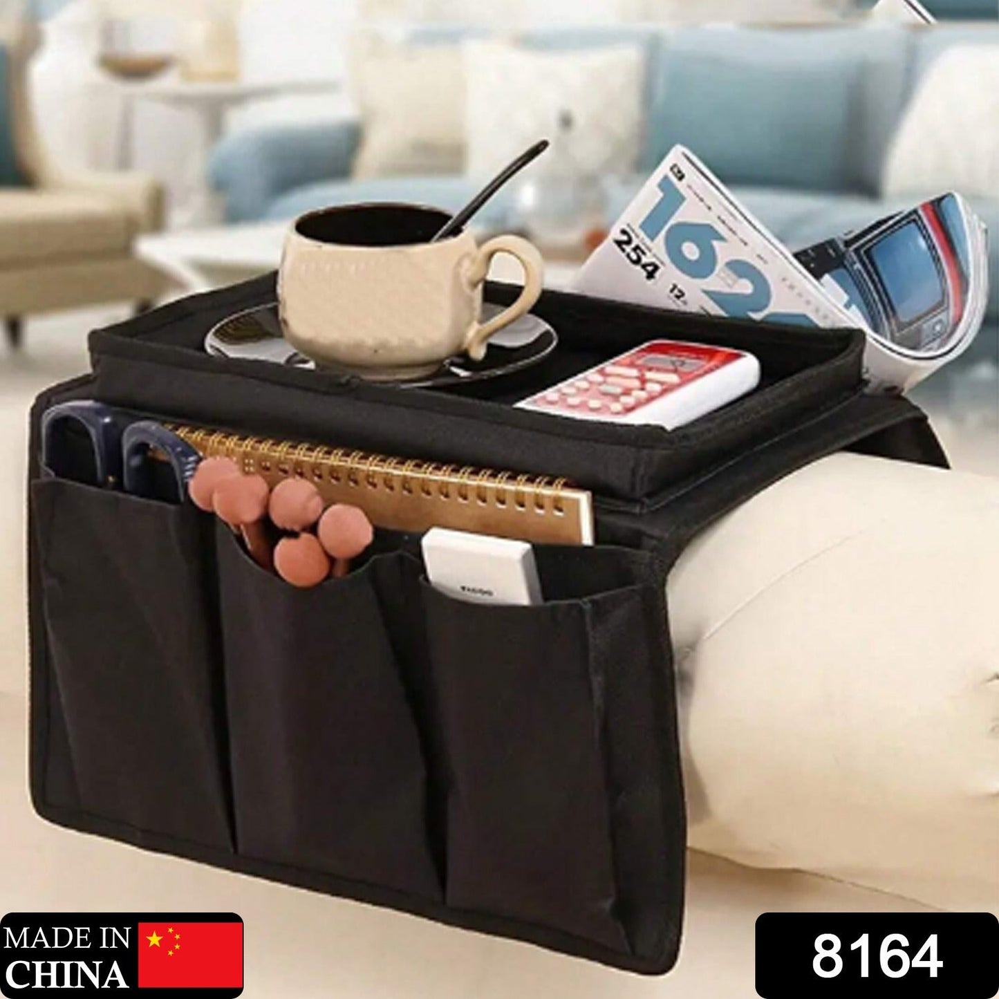 Sofa Arm Rest Hanging Storage Bag, Storage Bag for Sofa Ideal for Sorting Magazines Books (Black) - Springkart 