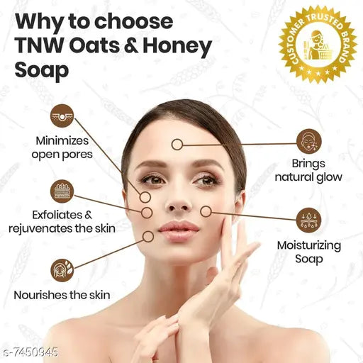 TNW - The Natural Wash Handmade Oats And Honey Moisturizing Soap For Blemish-Free Brighter Skin - 100 g
