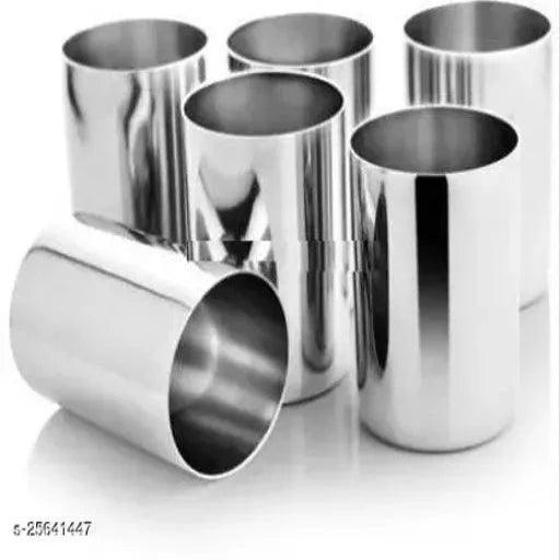 STEEL (Pack of 6) Stainless Steel G14-6 Glass Set (350 ml, Steel) - Springkart 