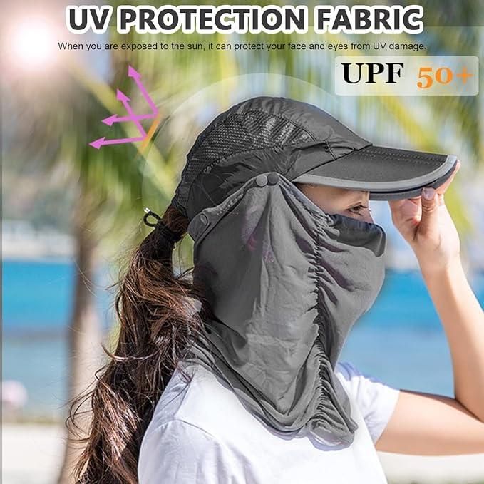 Sun Cap with Detachable Cotton Face Cover For Women - Springkart 