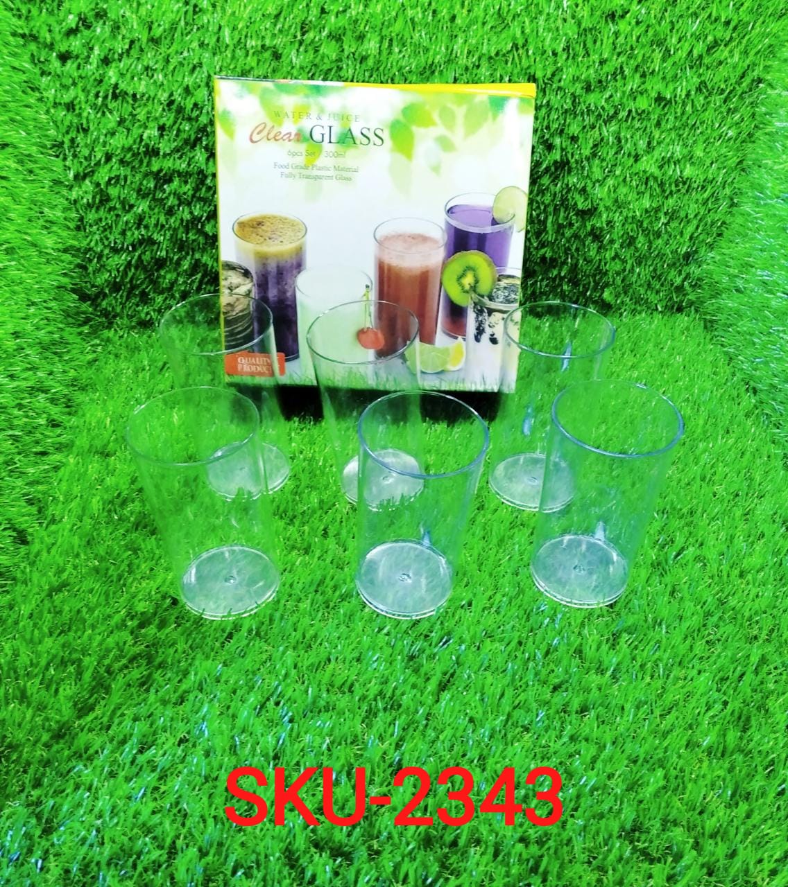 Heavy unbreakable Stylish Plastic Clear look fully Transparent Glasses Set 330ml (6pcs) - Springkart 