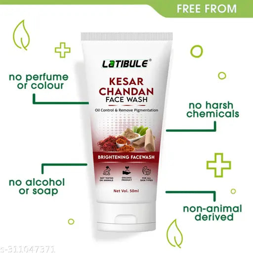 Kesar Chandan Face Wash, Skin Lightening & Tan Removal Face wash,Oil Controal & Remove Pigmentation  Tan Removal Face Wash, All Skin Types Face Wash (Pack of 3)150ML