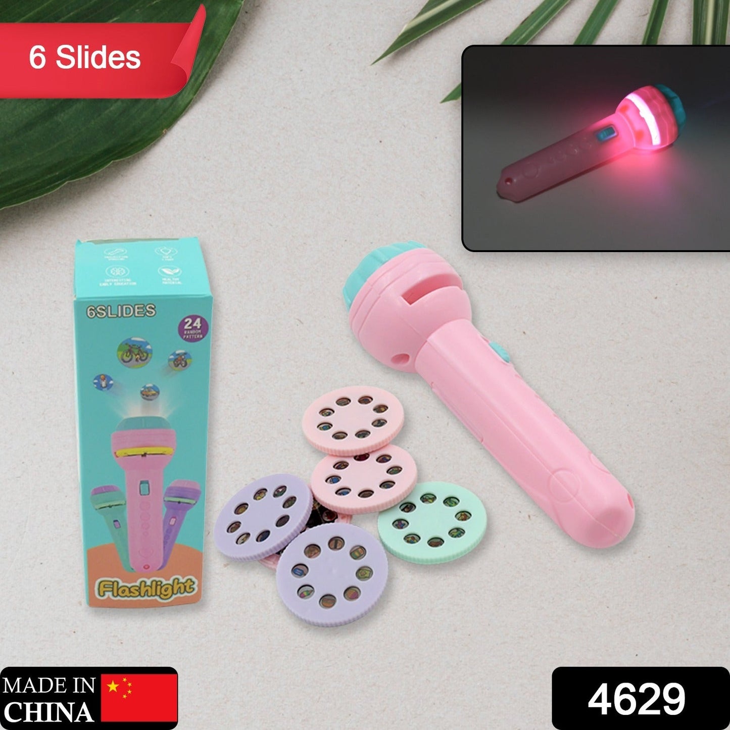 Mini Slide Projector for Kids with 6 Slide and Animated Pattern, Flashlight Torch for Kids, Projector Torch, Educational Learning Toy, Education Learning For Girls & boy - Springkart 